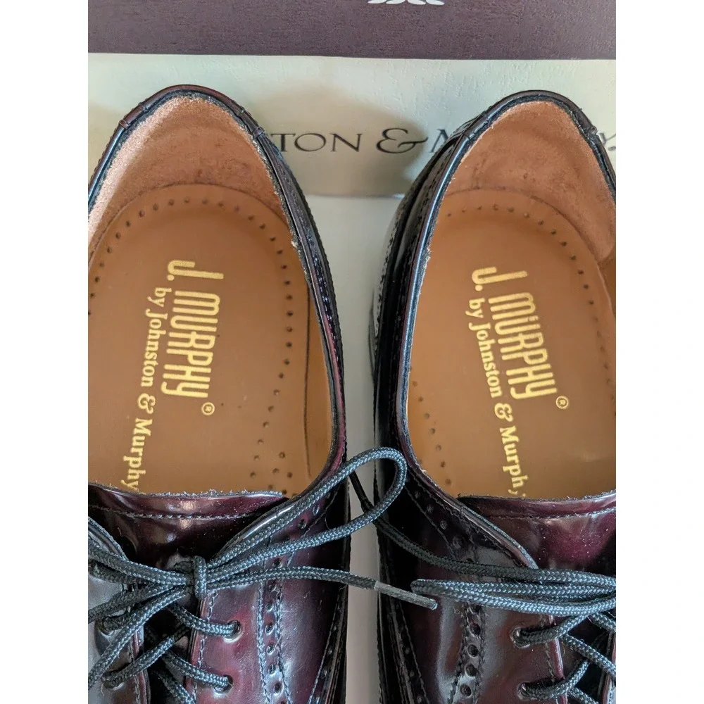 Johnston & Murphy J. Murphy Burgundy Leather Wingtip Oxford Shoes 20-41033 Size8